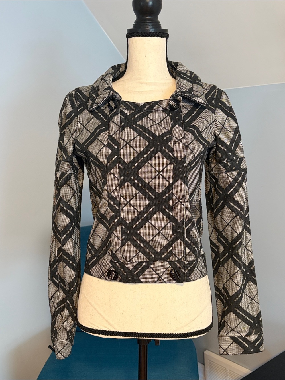 L.A.M.B. Black & WhitePlaid Moto Jacket